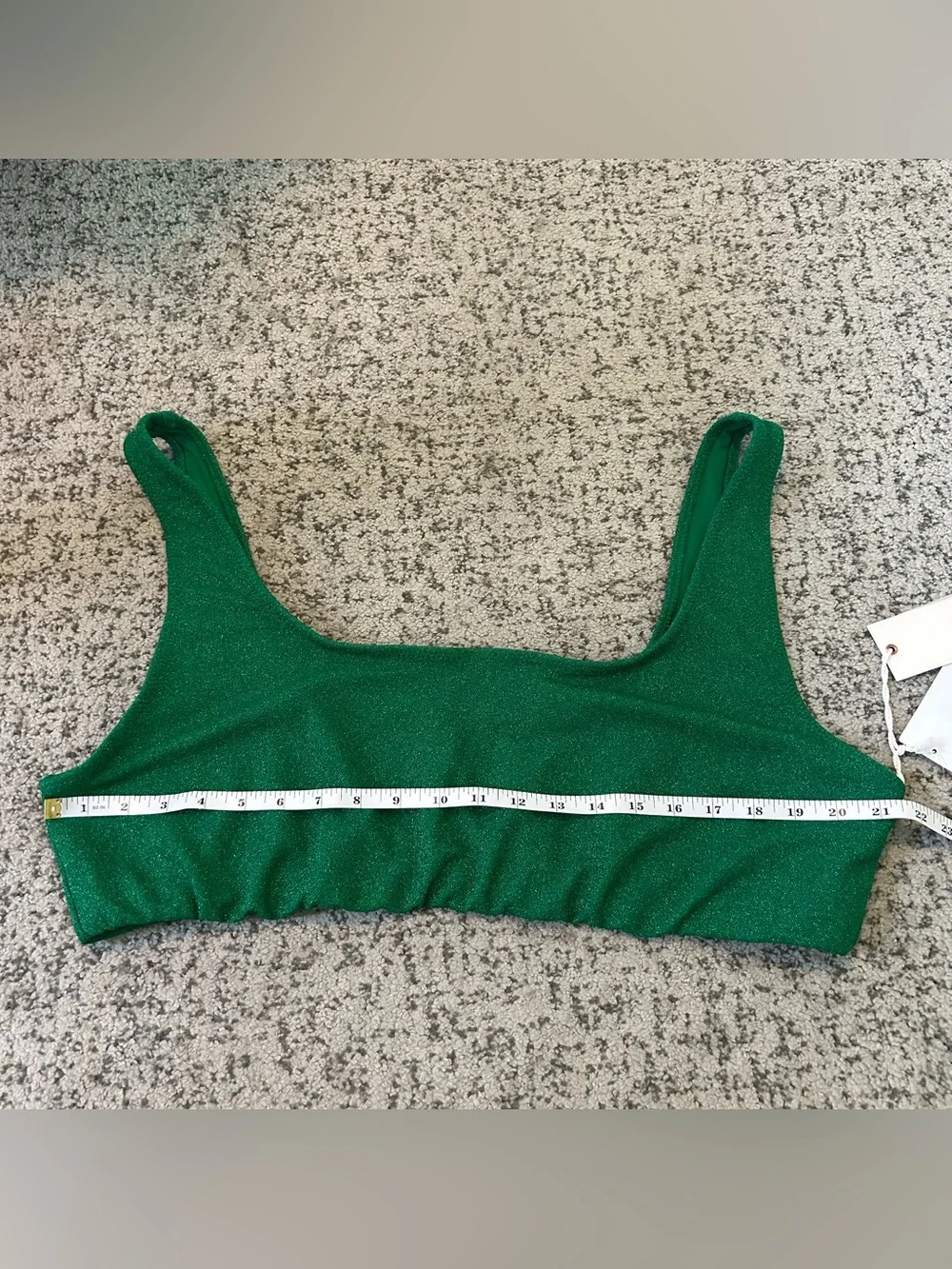 NWT Good American Summer Green Metallic Square Neck Bikini Top Size 4XL